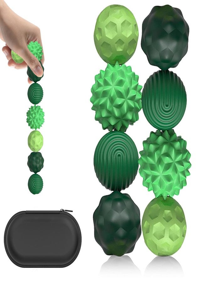 Kizcmvre Silicone Fidget Balls - 8Pcs Sensory Silicone Balls Desk Toy for Stress Relief and ADHD Anxiety,Silent with Textured Surface for Teens and Adults. (Green) - Image 1